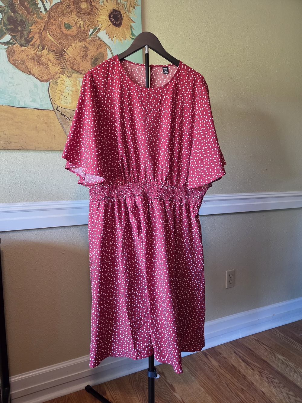 Red Polka Dot Smocked Waist Dress - Unbranded